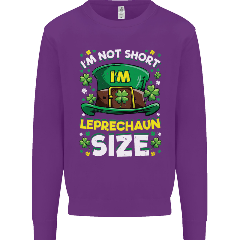 St Patricks Day I'm Leprechaun Sized Funny Kids Sweatshirt Jumper Purple