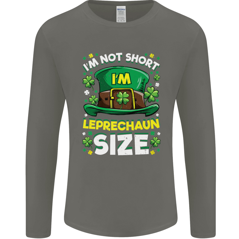 St Patricks Day I'm Leprechaun Sized Funny Mens Long Sleeve T-Shirt Charcoal