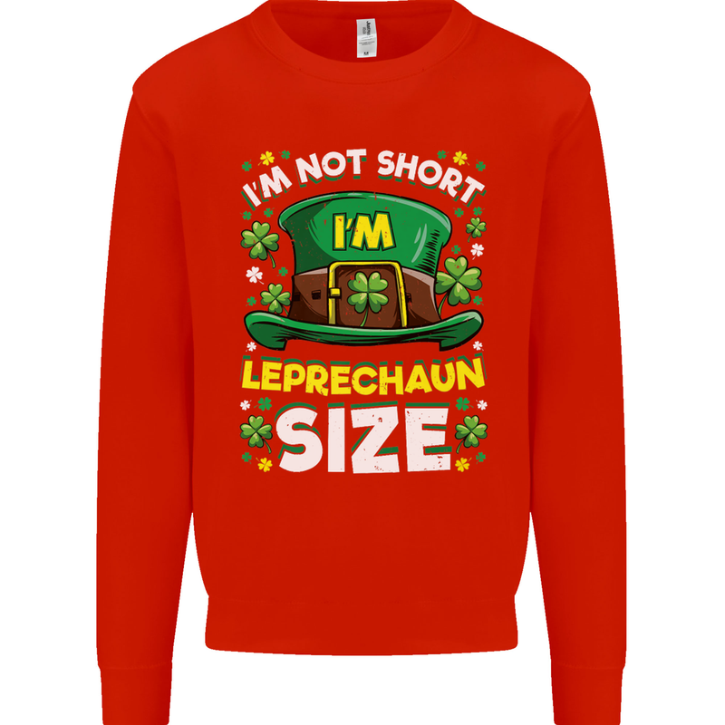 St Patricks Day I'm Leprechaun Sized Funny Mens Sweatshirt Jumper Bright Red