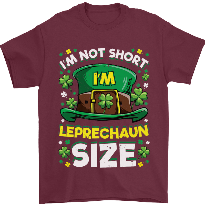 St Patricks Day I'm Leprechaun Sized Funny Mens T-Shirt Cotton Gildan Maroon