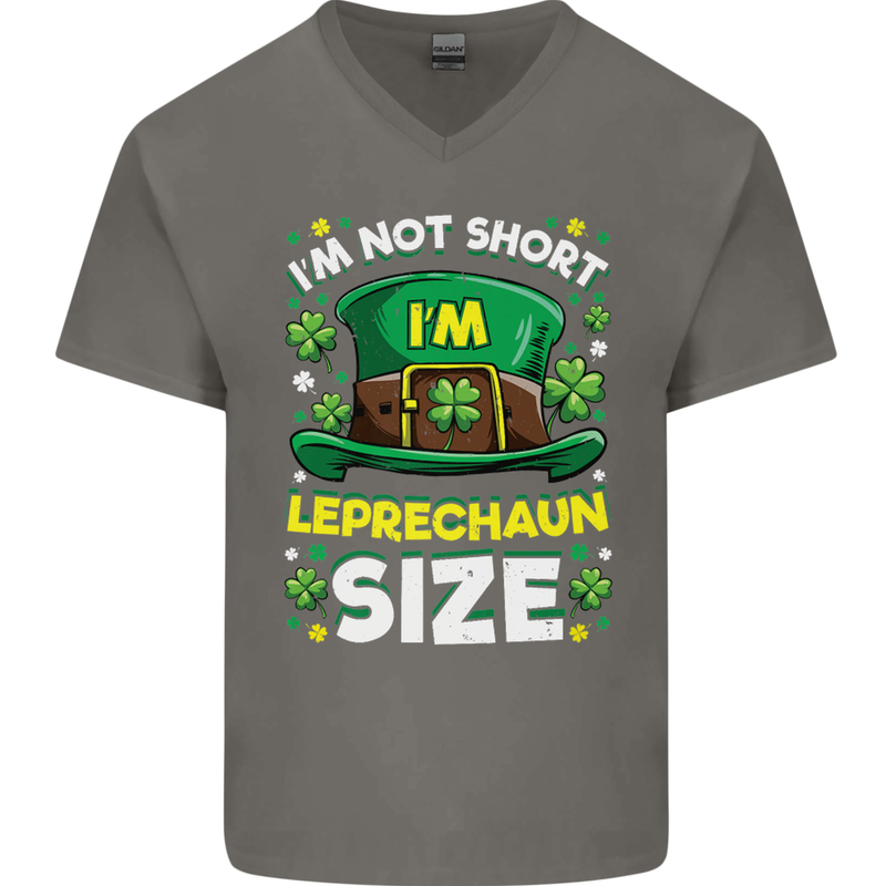 St Patricks Day I'm Leprechaun Sized Funny Mens V-Neck Cotton T-Shirt Charcoal