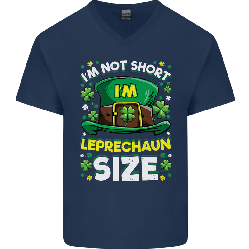 St Patricks Day I'm Leprechaun Sized Funny Mens V-Neck Cotton T-Shirt Navy Blue