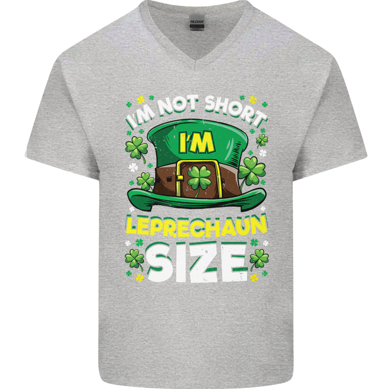 St Patricks Day I'm Leprechaun Sized Funny Mens V-Neck Cotton T-Shirt Sports Grey