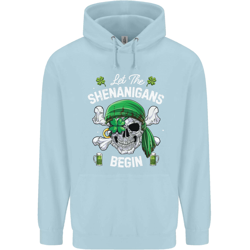 St Patricks Day Let the Shenanigans Begin Childrens Kids Hoodie Light Blue