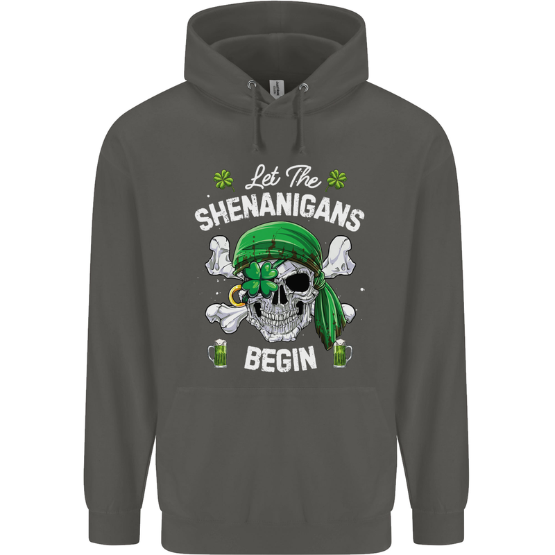 St Patricks Day Let the Shenanigans Begin Childrens Kids Hoodie Storm Grey