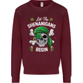 St Patricks Day Let the Shenanigans Begin Kids Sweatshirt Jumper Maroon