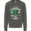 St Patricks Day Let the Shenanigans Begin Kids Sweatshirt Jumper Storm Grey