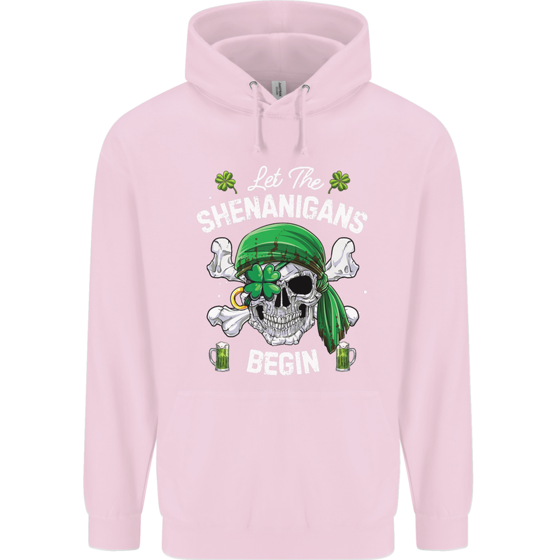 St Patricks Day Let the Shenanigans Begin Mens 80% Cotton Hoodie Light Pink