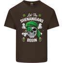 St Patricks Day Let the Shenanigans Begin Mens Cotton T-Shirt Tee Top Dark Chocolate