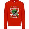 St Patricks Day Let the Shenanigans Begin Mens Sweatshirt Jumper Bright Red