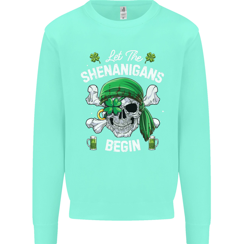 St Patricks Day Let the Shenanigans Begin Mens Sweatshirt Jumper Peppermint