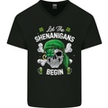 St Patricks Day Let the Shenanigans Begin Mens V-Neck Cotton T-Shirt Black