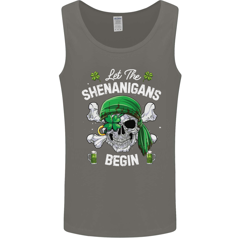 St Patricks Day Let the Shenanigans Begin Mens Vest Tank Top Charcoal