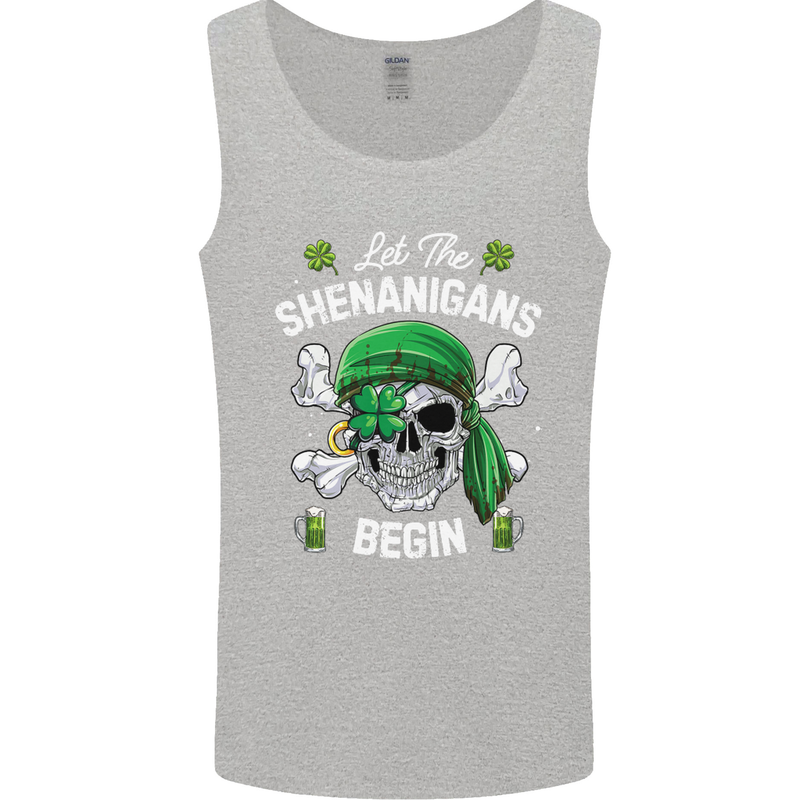 St Patricks Day Let the Shenanigans Begin Mens Vest Tank Top Sports Grey