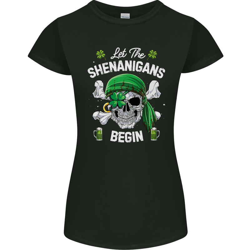St Patricks Day Let the Shenanigans Begin Womens Petite Cut T-Shirt Black