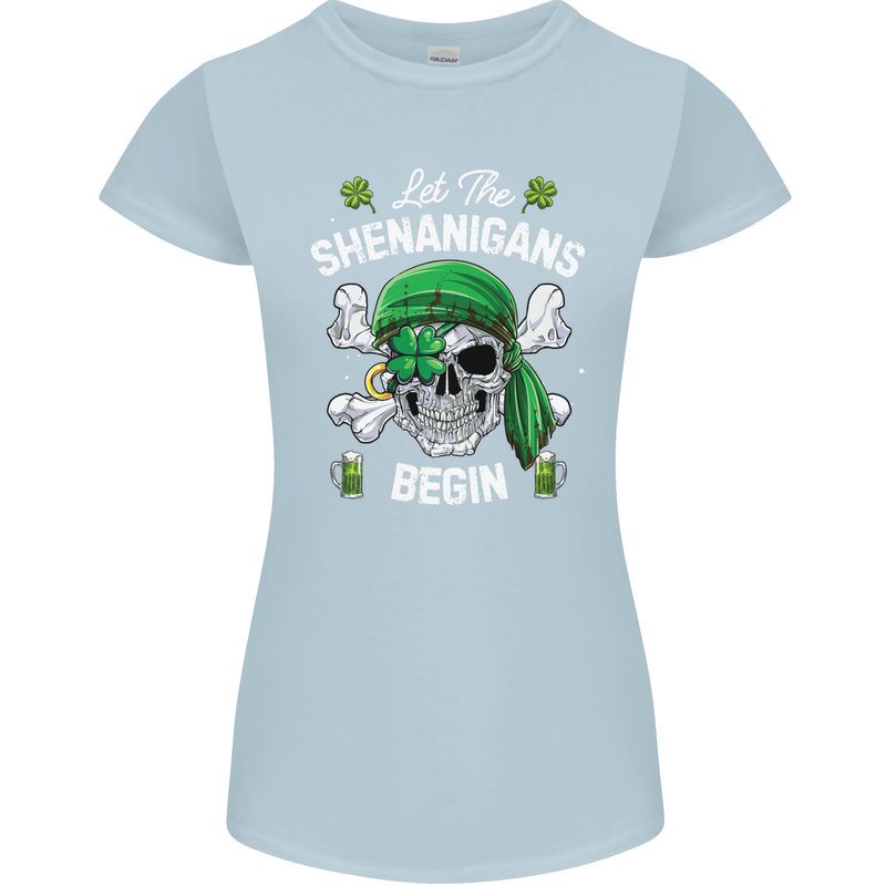 St Patricks Day Let the Shenanigans Begin Womens Petite Cut T-Shirt Light Blue