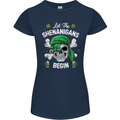 St Patricks Day Let the Shenanigans Begin Womens Petite Cut T-Shirt Navy Blue