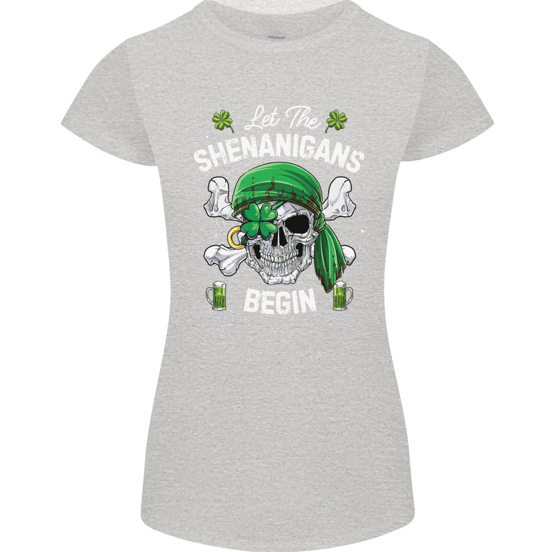 St Patricks Day Let the Shenanigans Begin Womens Petite Cut T-Shirt Sports Grey