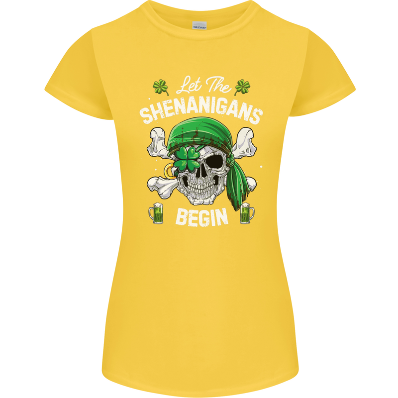 St Patricks Day Let the Shenanigans Begin Womens Petite Cut T-Shirt Yellow