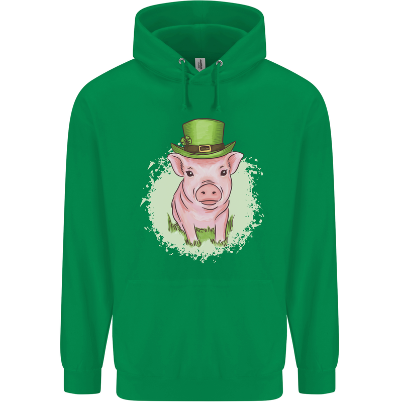 St Patricks Day Pig Childrens Kids Hoodie Irish Green