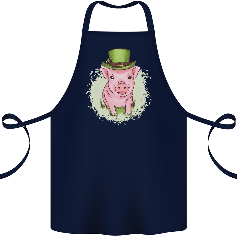 St Patricks Day Pig Cotton Apron 100% Organic Navy Blue