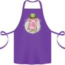 St Patricks Day Pig Cotton Apron 100% Organic Purple