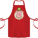 St Patricks Day Pig Cotton Apron 100% Organic Red
