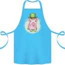 St Patricks Day Pig Cotton Apron 100% Organic Turquoise