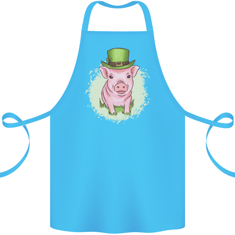 St Patricks Day Pig Cotton Apron 100% Organic Turquoise
