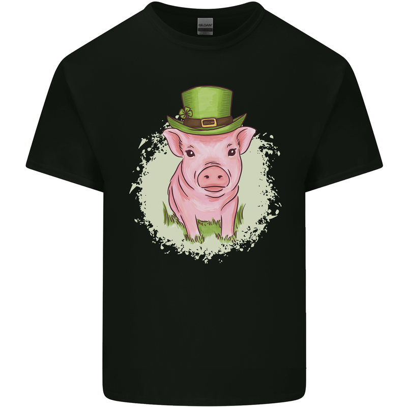 St Patricks Day Pig Kids T-Shirt Childrens Black