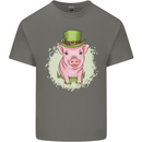 St Patricks Day Pig Kids T-Shirt Childrens Charcoal