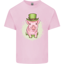 St Patricks Day Pig Kids T-Shirt Childrens Light Pink