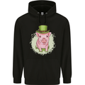 St Patricks Day Pig Mens 80% Cotton Hoodie Black