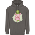 St Patricks Day Pig Mens 80% Cotton Hoodie Charcoal