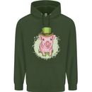 St Patricks Day Pig Mens 80% Cotton Hoodie Forest Green