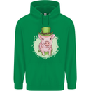 St Patricks Day Pig Mens 80% Cotton Hoodie Irish Green