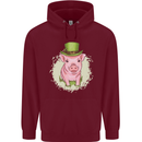 St Patricks Day Pig Mens 80% Cotton Hoodie Maroon
