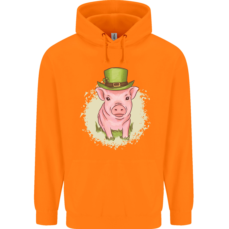 St Patricks Day Pig Mens 80% Cotton Hoodie Orange