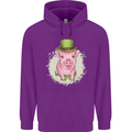 St Patricks Day Pig Mens 80% Cotton Hoodie Purple