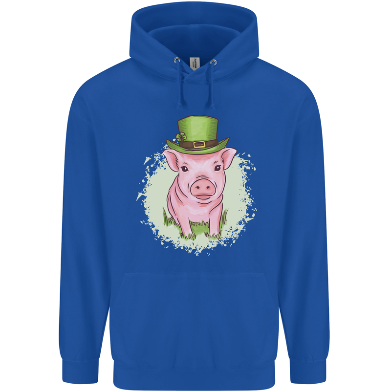 St Patricks Day Pig Mens 80% Cotton Hoodie Royal Blue