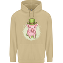 St Patricks Day Pig Mens 80% Cotton Hoodie Sand