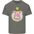 St Patricks Day Pig Mens Cotton T-Shirt Tee Top Charcoal