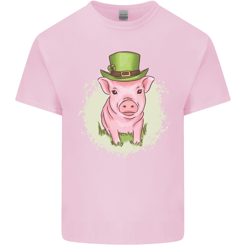 St Patricks Day Pig Mens Cotton T-Shirt Tee Top Light Pink