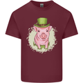 St Patricks Day Pig Mens Cotton T-Shirt Tee Top Maroon