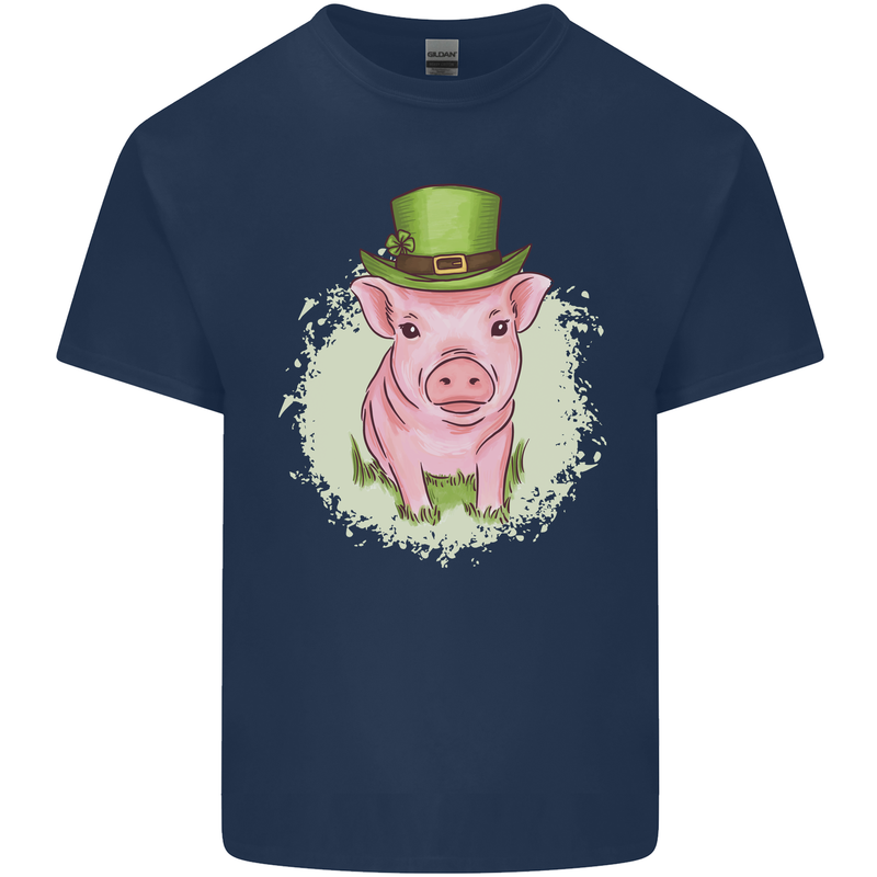 St Patricks Day Pig Mens Cotton T-Shirt Tee Top Navy Blue