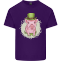 St Patricks Day Pig Mens Cotton T-Shirt Tee Top Purple