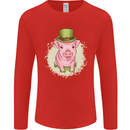 St Patricks Day Pig Mens Long Sleeve T-Shirt Red