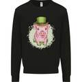 St Patricks Day Pig Mens Sweatshirt Jumper Black