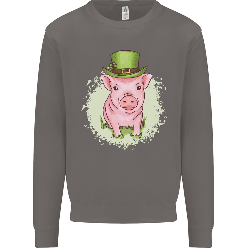 St Patricks Day Pig Mens Sweatshirt Jumper Charcoal