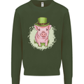 St Patricks Day Pig Mens Sweatshirt Jumper Forest Green